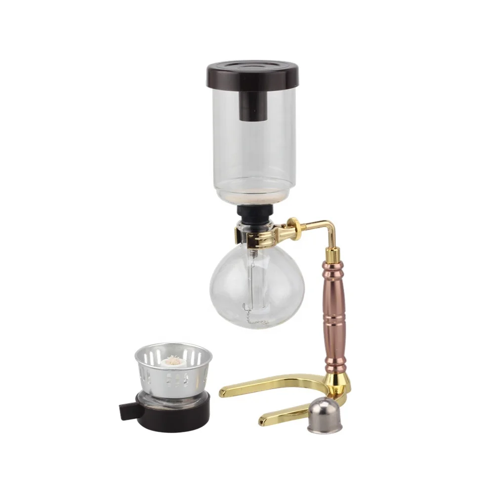 Tabletop High Boron Vacuum Glass Rose Golden Syphon (Siphon) Coffee Maker