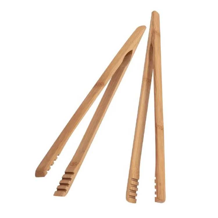 Reusable Food Clip Toaster Tongs for Toast Salad Barbecue Clip Bamboo Customized Logo OEM ODM Wooden Utensils Wood Tongs