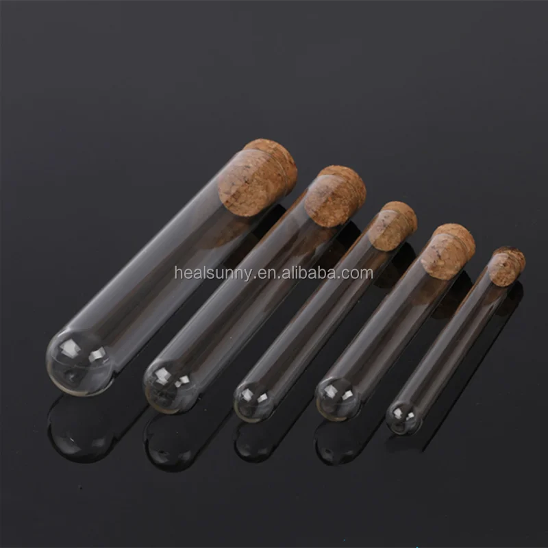Round Bottom Borosilicate Glass Test Tube With Cork Lid 20*200 mm glass test tube with cork stopper