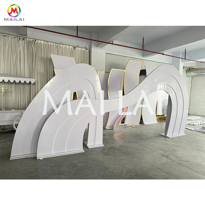 Customized Special Design White Wedding PVC Backdrop Acrylic Arch Background for Event Party Stage