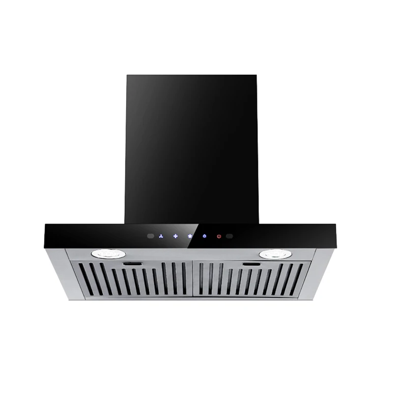 Household ApplianceT Shape Black Coaming Touch+Motion Sensing Kitchen Chimney Cooker Smoke Extractor Exhaust Range Hood