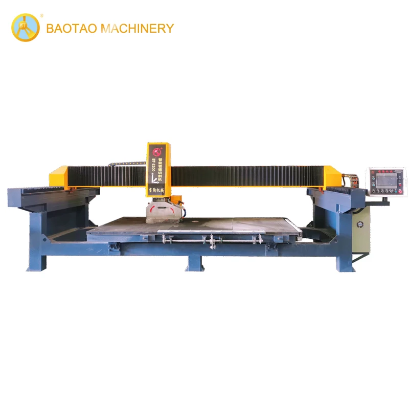 3-Axis Bridge Saw Granite Marble Slab Cutting CNC Multi function Stone Cutting Machine With double blade