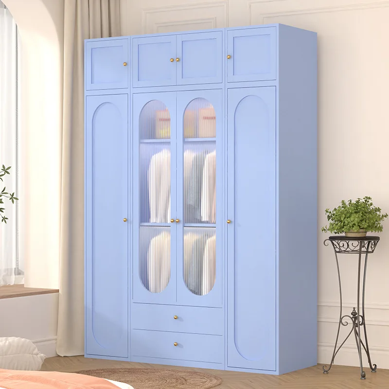 Wardrobe steel color wardrobe bedroom home iron art formaldehyde-free simple storage iron cabinet customizable