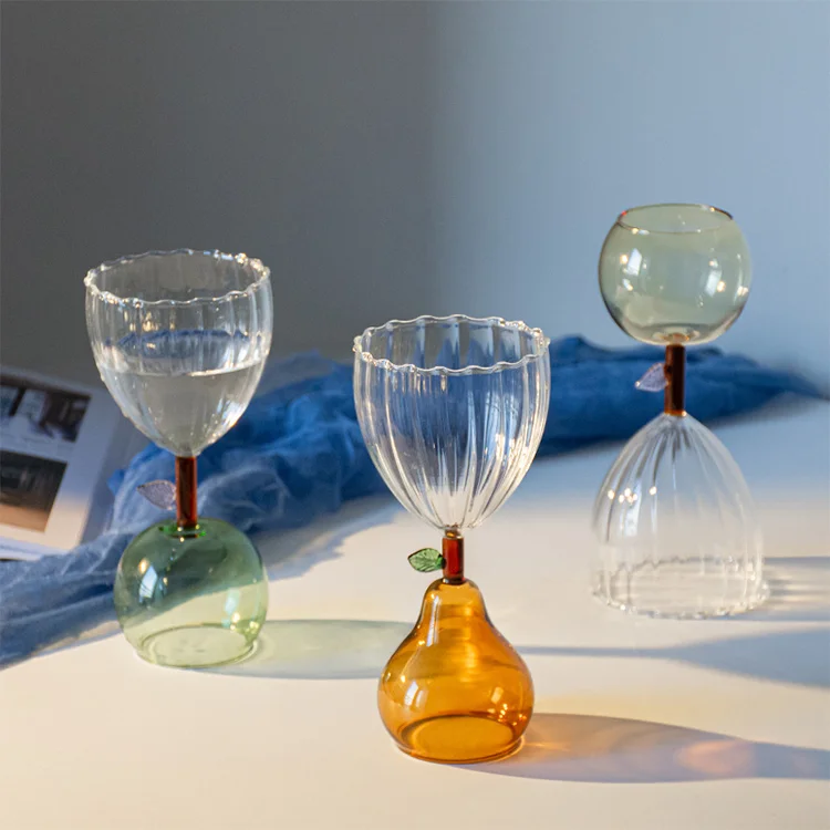 High borosilicate goblet creative home wholesale Glassware dual-use fruit shape champagne red wine glass cocktail glass cup