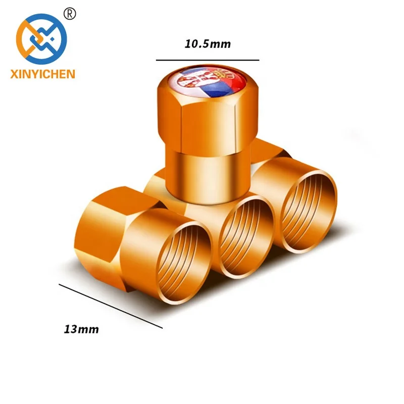 4PCS Wheel Rim Center Hub-Caps Tire Valve Stem Stainless Valve-CAPS Customized Flags Universal 8V1 Thread