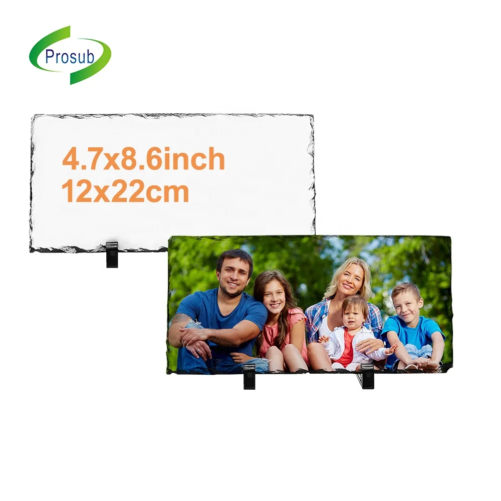 Prosub 12*22cm Rectangle Customized Print Logo Blank Rock Stone Sublimation Slate Photo Frames