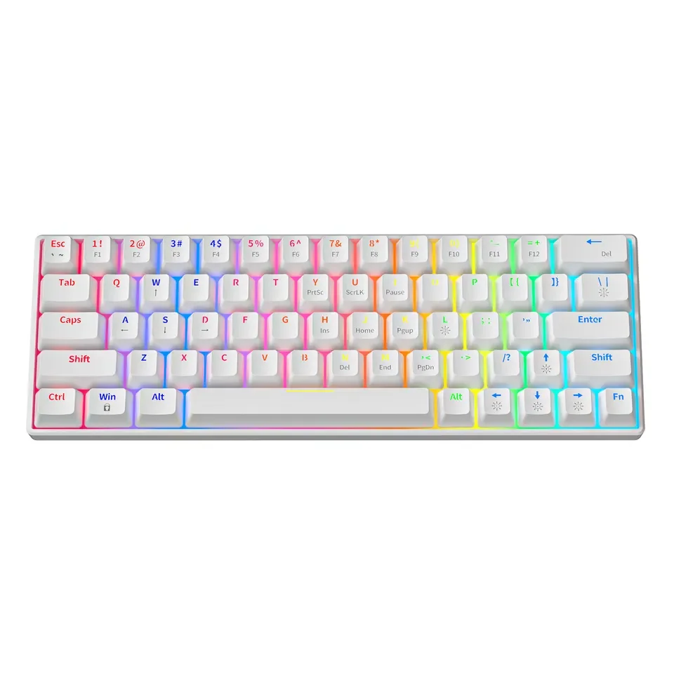 Multifunctional 63 key Keyboard 60% RGB LED backlit Mechanical keyboard Teclado Gamer Wired Ergonomic mini gaming keyboard