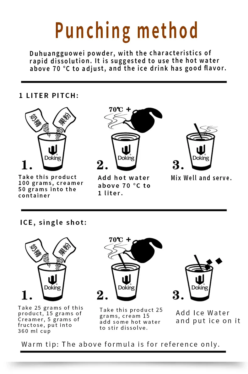 Doking популярный фруктовый ароматизатор порошковый растворимый напиток клубничный порошок для молочного чая