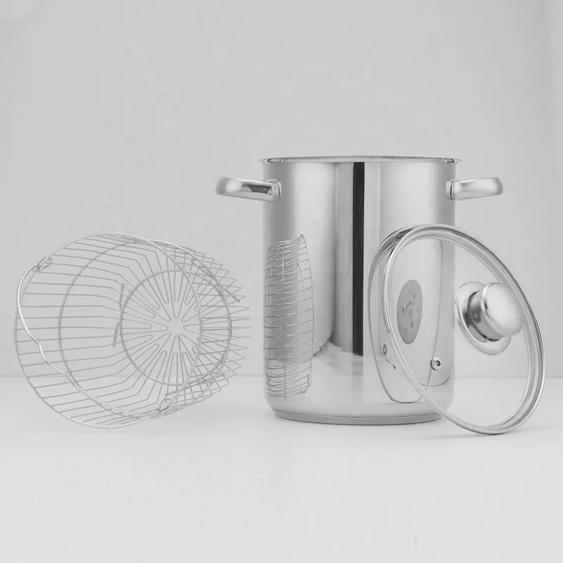 AAA Manufacturer Cookware Pasta Noodle Vegetable Cooking Induction Stock Pots 304 Stainless Steel Asparagus Pot with Basket