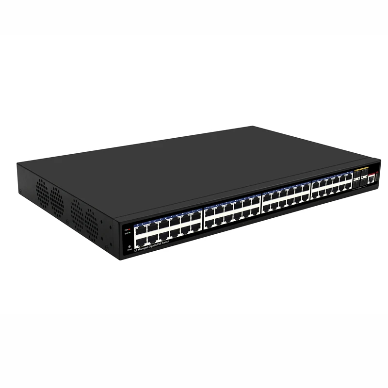 48 ports managed PoE switch with 4*10g SFP+ layer 3 managed 10G uplink with routing