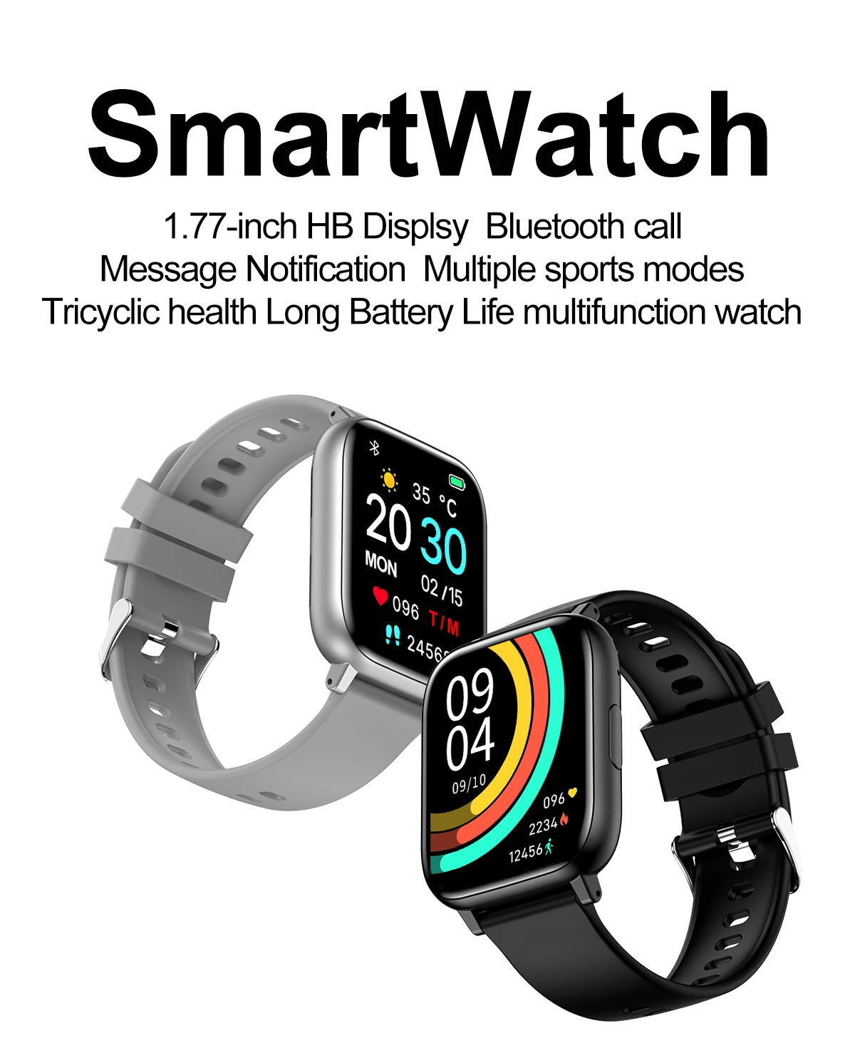 1.83 Inch H9 Android Smart Watch 2024 Water Resistant Chronograph with Sleep Monitoring Plastic Case Cheap Price