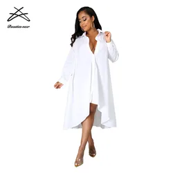 2021 Wholesale women new arrivals sexy solid color women pregnant casual A-line irregular blouse loose dress