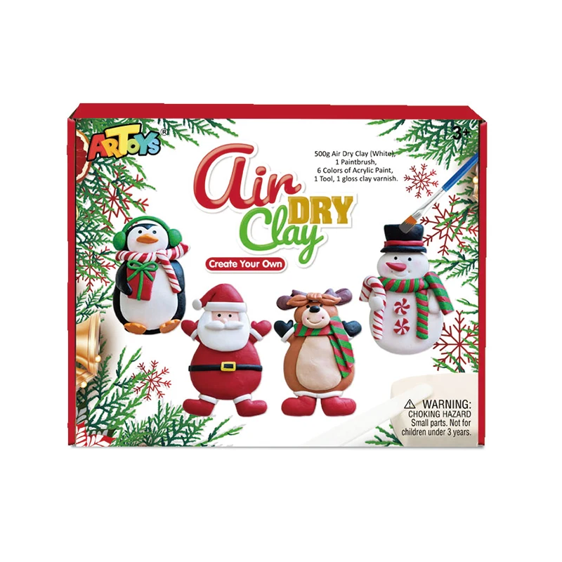 Christmas creative diy homemade 500g air dry modeling clay craft kit for kids