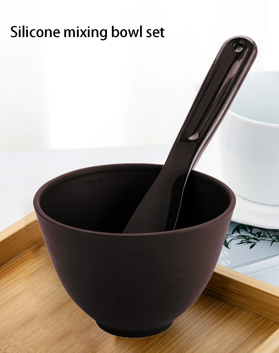 Eco-friendly beauty spa diy Silicone Flexible Mask Mixing cosmetic Facial Mask Bowl brush mix silicone face mask mixing bowl set