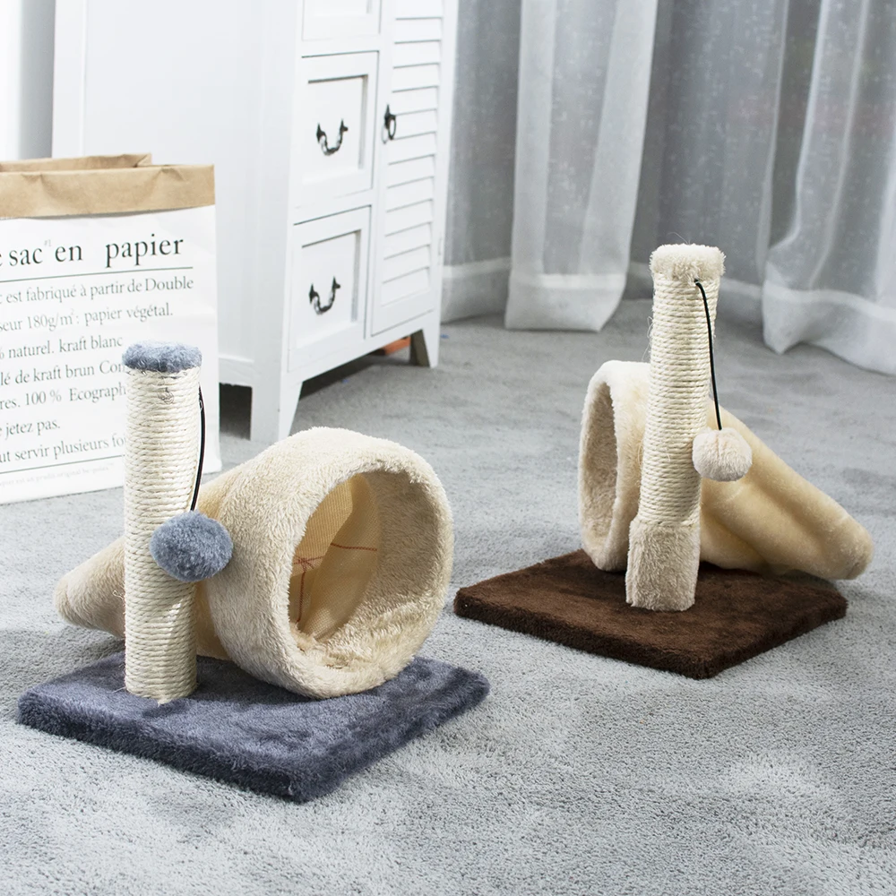 Маленькая плюшевая деревянная Интерактивная Когтеточка для домашних животных, Когтеточка для кошек, игрушка для кошек, столб для кошек