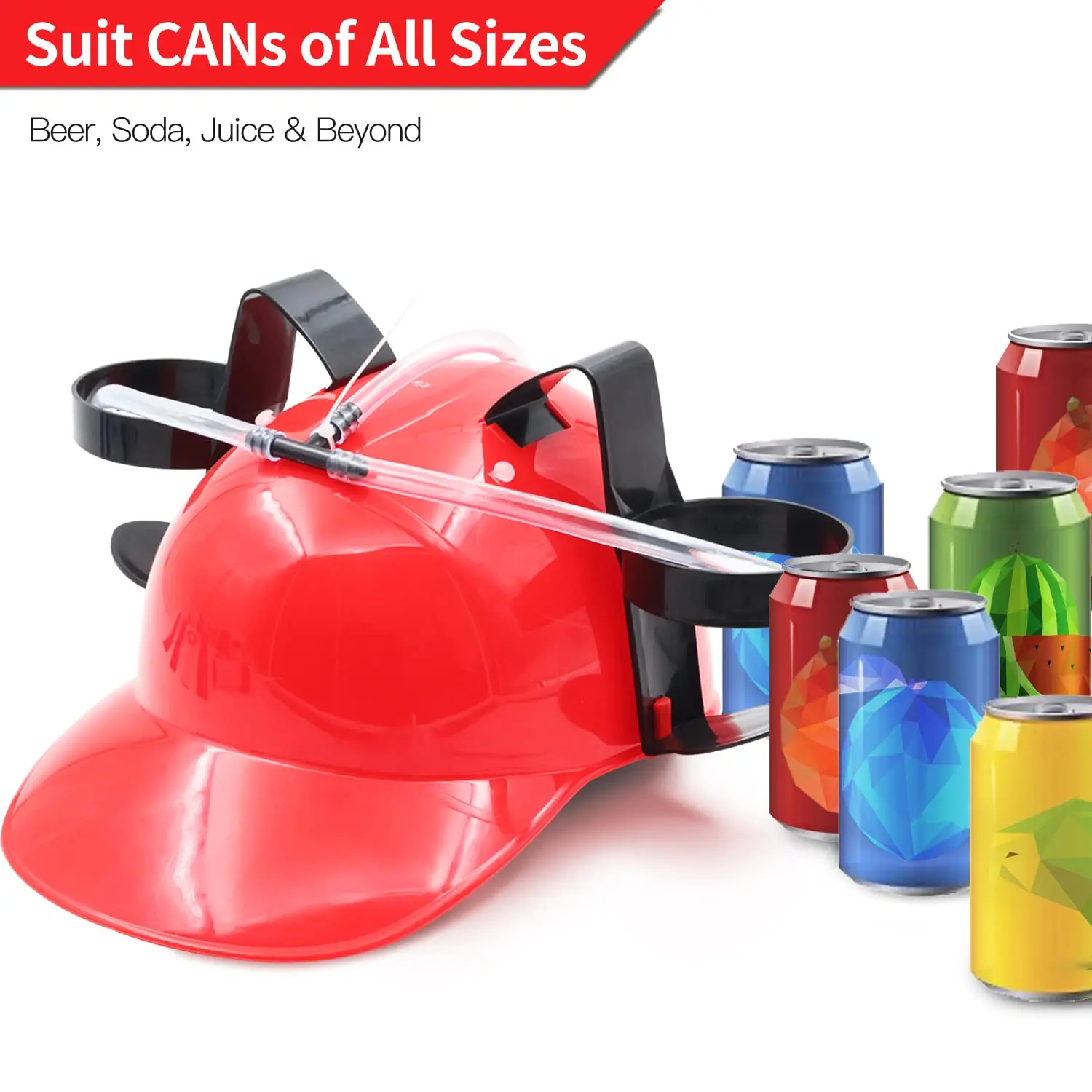Wholesale Cool Party Wear Beer Soda Guzzler Helmet Red Beverage Cap Inspired Drinking Hat with Straw for Parties Events