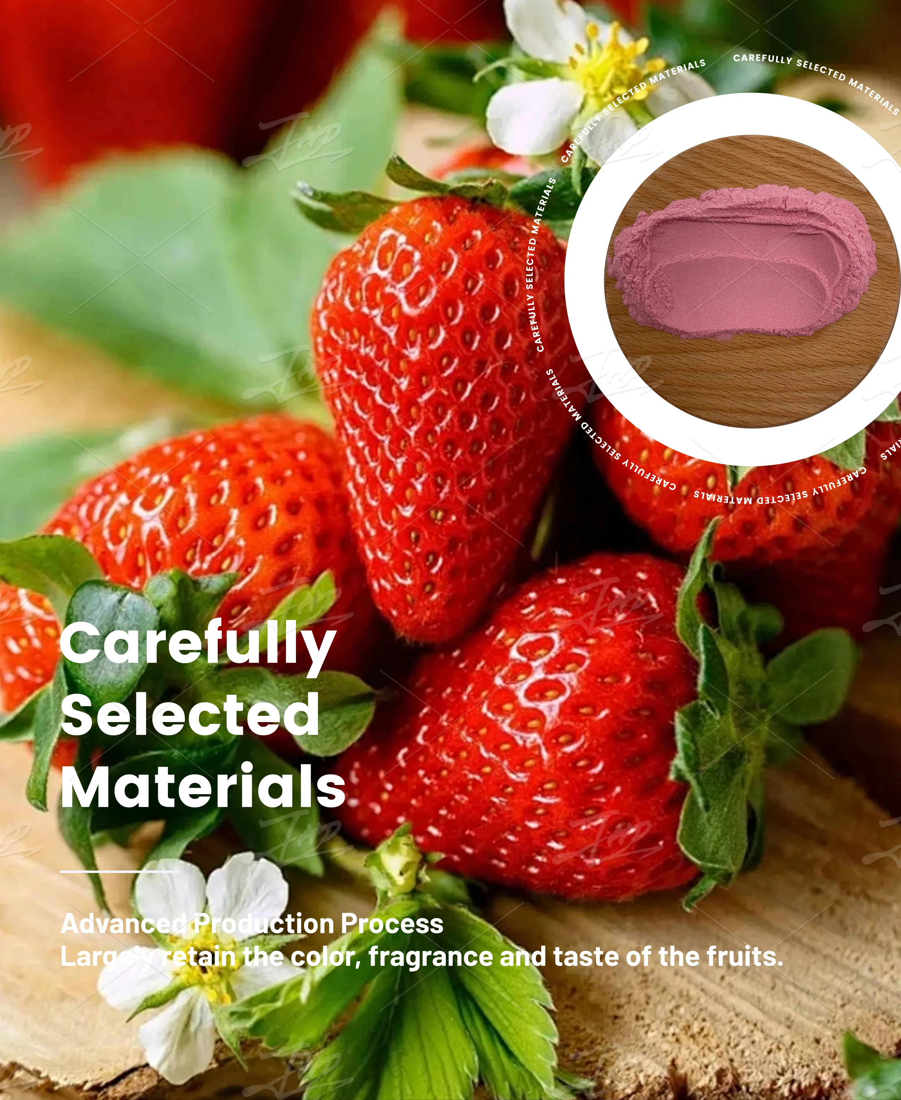 Склад США ЕС натуральный растворимый фруктовый порошок 99% органический клубничный