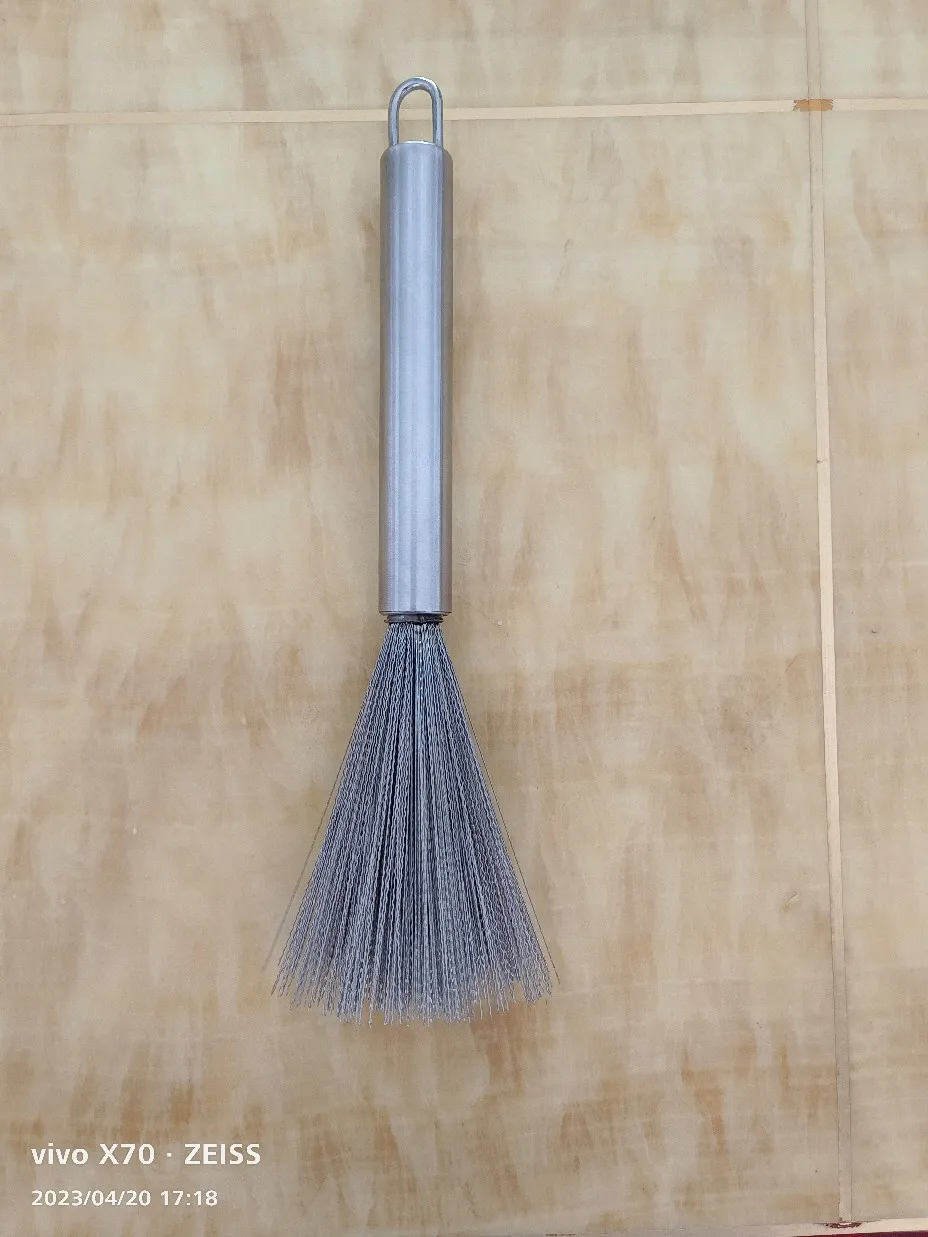 Kitchen Pot And Pan Tableware Cleaning Brush 304 Stainless Steel Scourer Scraper with Long Handle