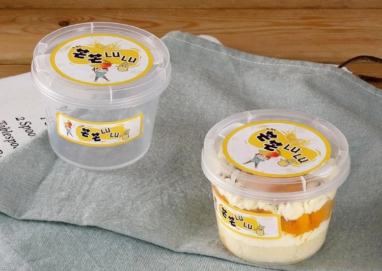 Clear Plastic Cups Ice Cream Snack Bowl Dessert Cups with lids and spoons