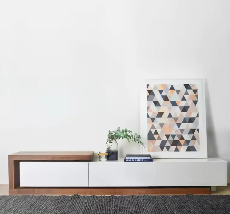 TV Stand in White High Glossy Finish TV Cabinet Modern Design Living Room Furniture