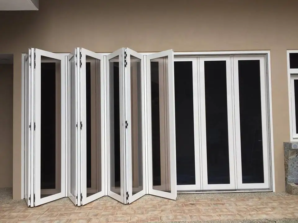 Tempered Glass Stainless Steel Wire Mesh Security Folding Door Using 6 Point Locking System OEM Manufacture in Malaysia