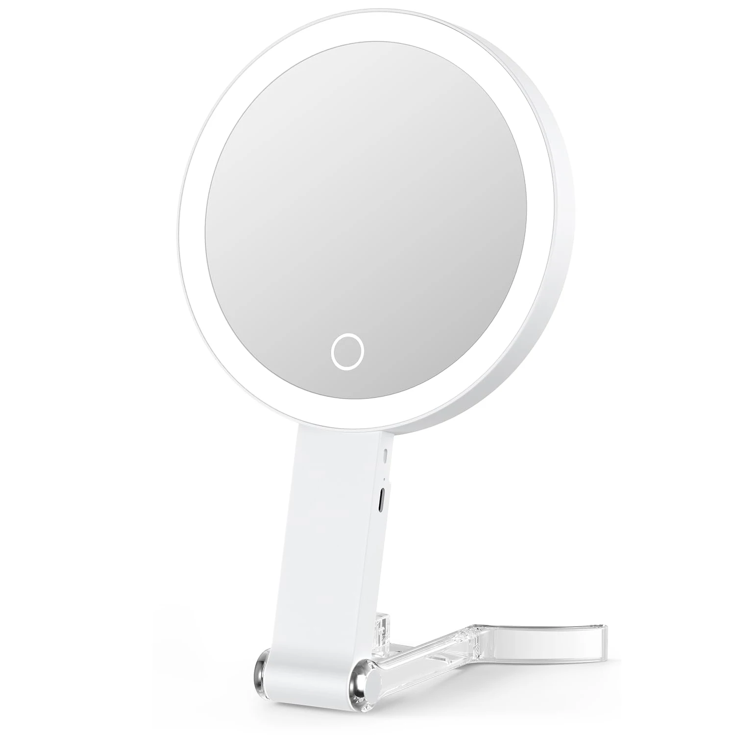 3 in 1 Hand Held Tabletop Hanging Mirror Magnification 10X Portable Travel Mirror Lighted Makeup Mirror with Lights