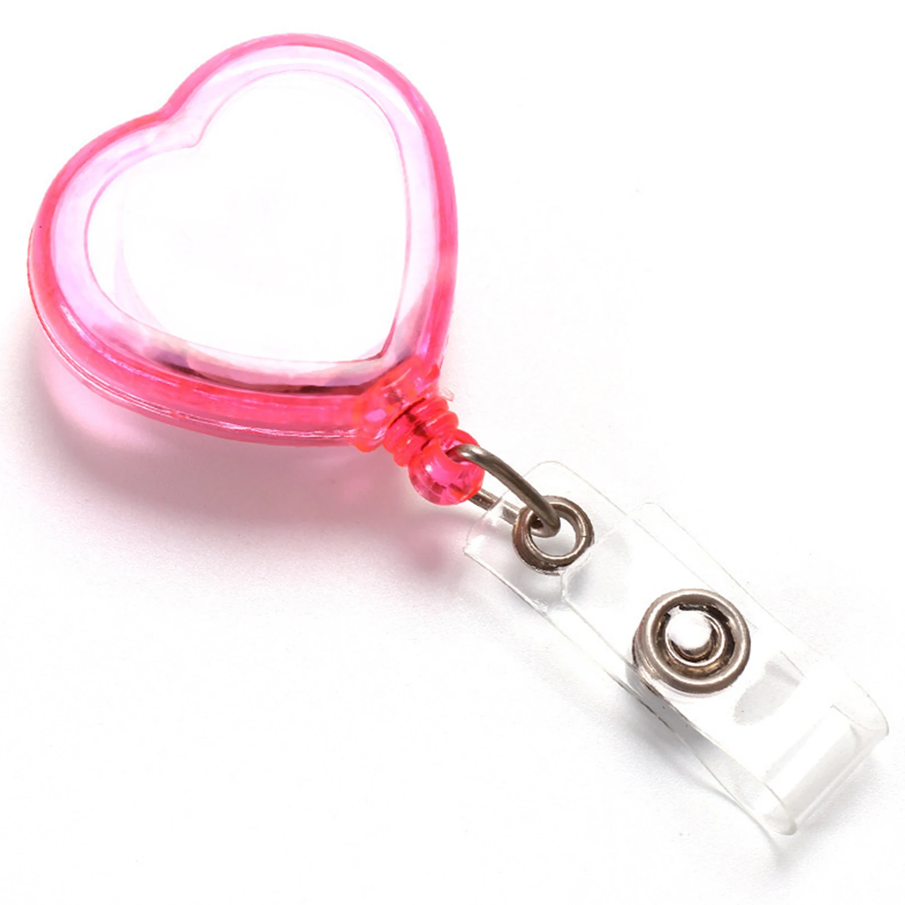 Wholesale Custom Heart Shaped Printing Epoxy Resin Retractable Badge Reel Alligator Nurse ID Name Tag Card Holder Keychain