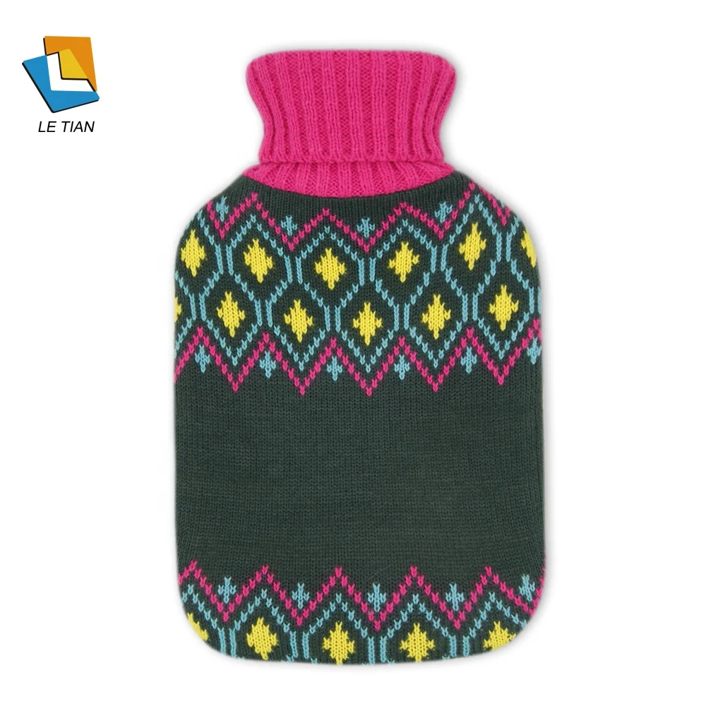 Knitting  Colorful Rubber Hot Water Bag Cover