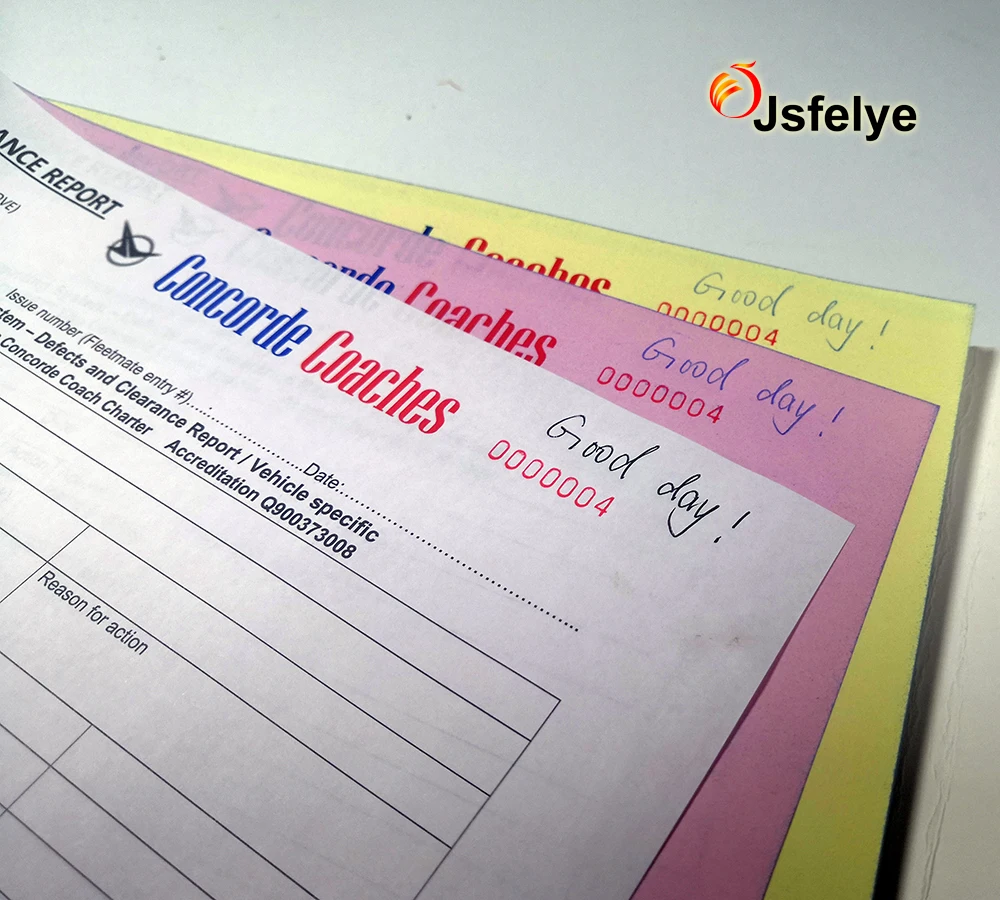A4 210*297mm customs printing receipt book Carbonless Triplicate form with 3 sheet perforated