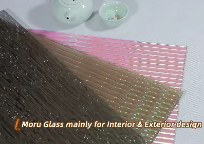 Clear/Colored Ribbed/Stripe Patterned/Moru Fluted Patterned Glass for Building/Bathroom Door/Decoration