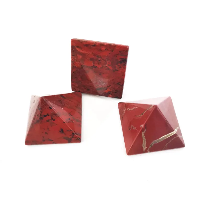 Natural Healing Crystal Carved Meditation Red Jasper Pyramid For Gift Chakra Spirit Stone Figurine Home Decoration