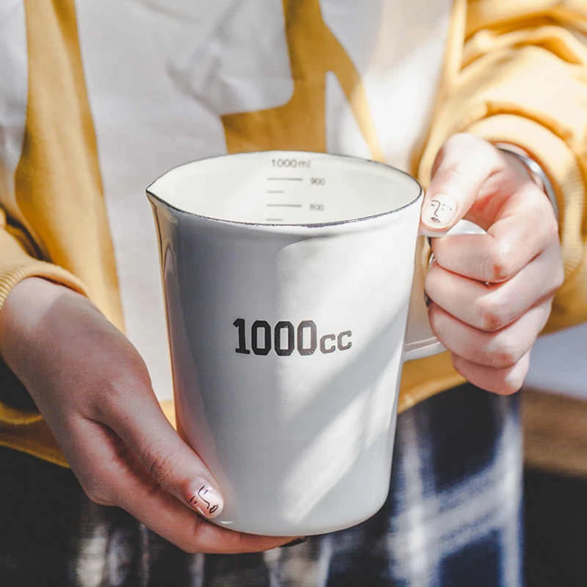 Custom 50ml white ceramic enamel metal steel 7cup measuring cups