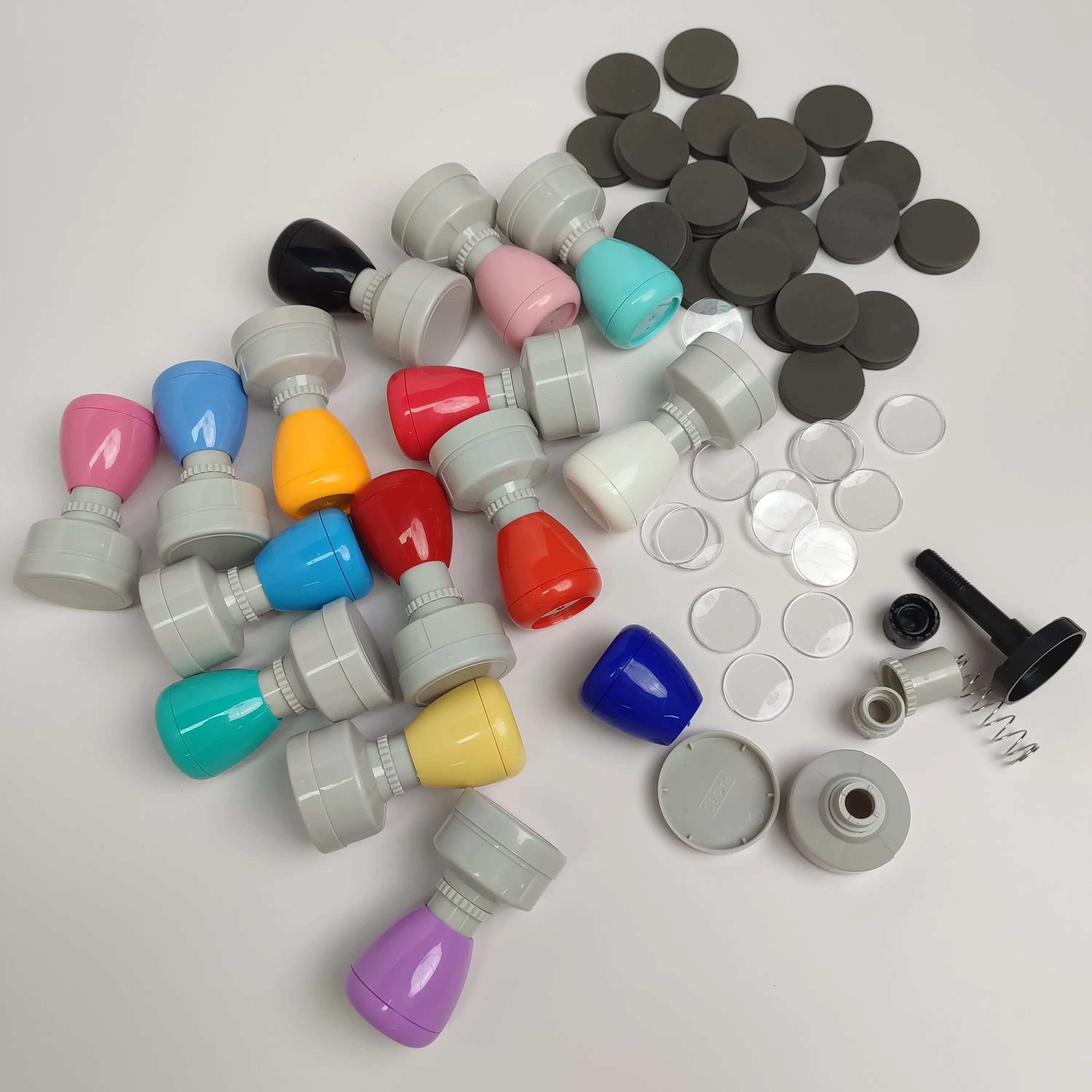 Stamp Factory Wholesale Custom Seal Material Cartoon Color Shell Round Pastel Flash Teacher 7mm Foam Flash Stamps