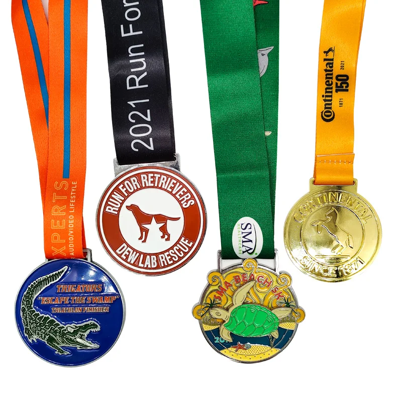 Souvenir Medal High Quality Custom Zinc Alloy Metal with Ribbon Sports Medal Folk Art Souvenir Gift Customized Size Round OEM