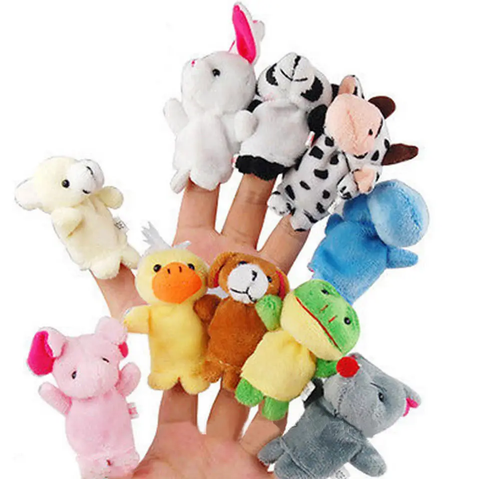Storytelling Props Lovely 10pcs Set Baby Kids Cartoon Animal mini Finger puppets