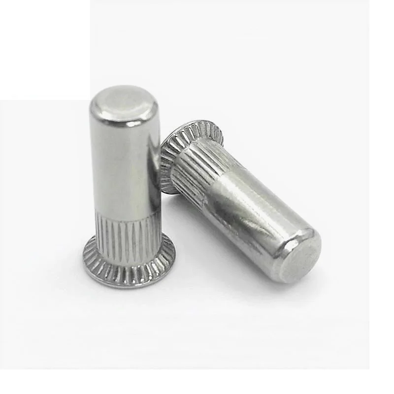 Small flat head countersunk cap closed end knurled insertnut blind rivet nut M4 stainless steel 304 rivnuts