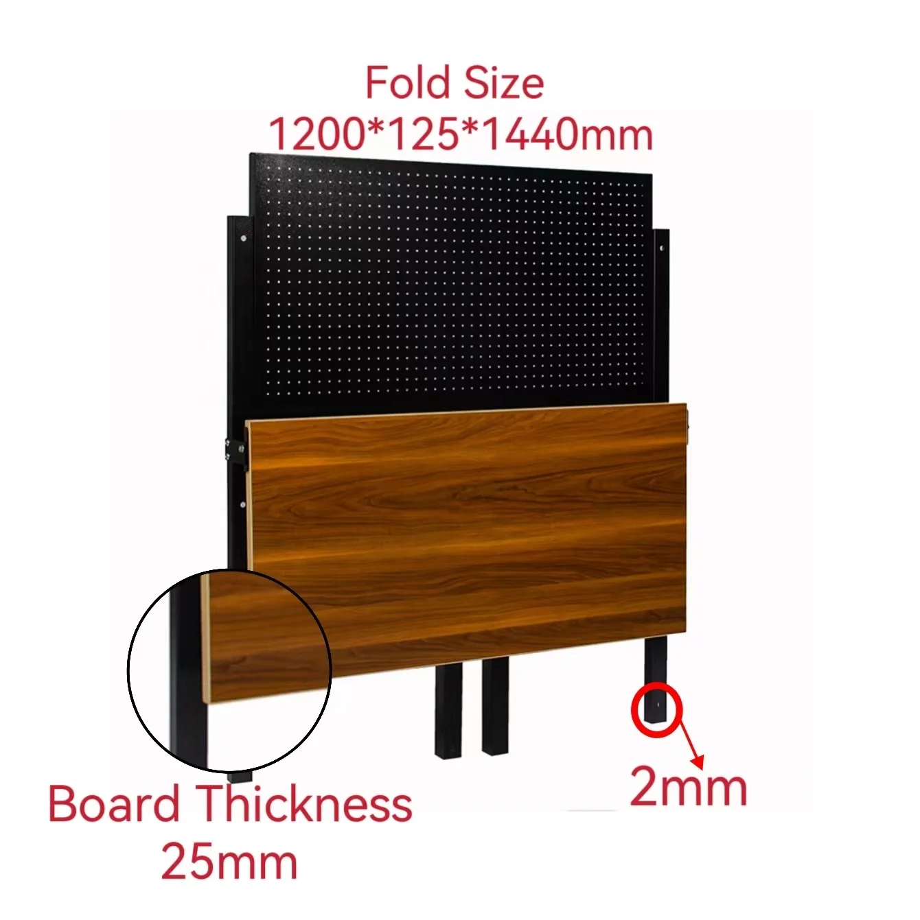 Durable Garage Workshop Wood Multifunction Tool Table Steel Workbench tabletop with pegboard Space-saving foldable work desk