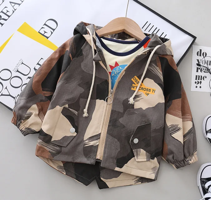 Весенне-осенние высококачественные куртки и пальто, детское пальто с длинным рукавом детская верхняя одежда; Камуфляжная куртка От 1 до 3 лет Одежда для маленьких мальчиков куртка с застежкой-молнией