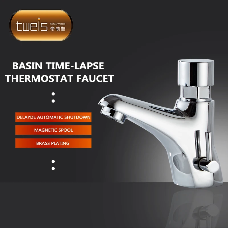 water saving luxury brass bathtub self-closing time delay mixer faucet