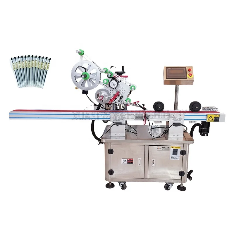 PLC control product line custom automatic scratch card plastic bag pen  flat vertical  labeling machine