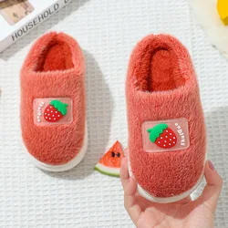 Plush Cute Children Thick Bottom Kids Cotton Slippers Autumn Winter Girls Boys Indoor Non-slip Fur Slippers