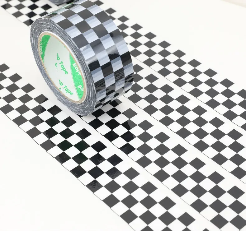 Wholesale White Black Color Checker Cow Pattern Decoration Pack Scotched Tape Bopp Box Packaging Tape By Suppliers