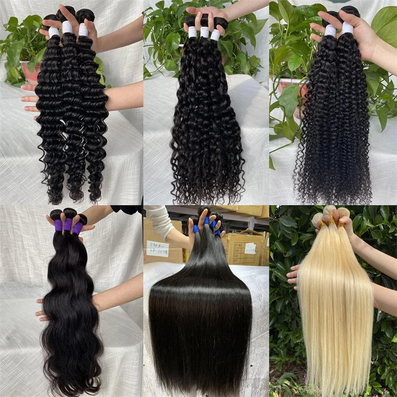 Free sample raw brazilian deep wave bundles 100 human hair extensions bundles with closure