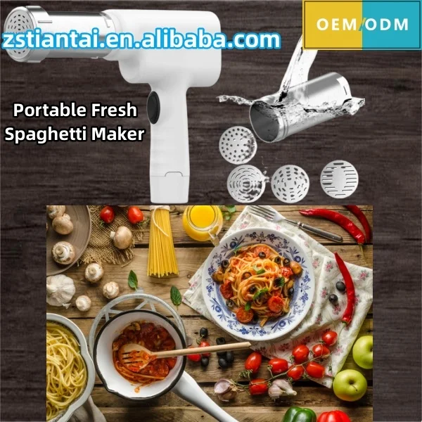 Fresh noodle pasta dough press portable type electric pasta and noodle maker rechargeable lithium ion cell pasta extruder