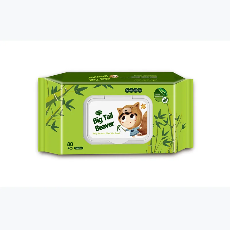 ODM supplier baby cartoon bamboo fiber paper towel dry and wet degradable pulp