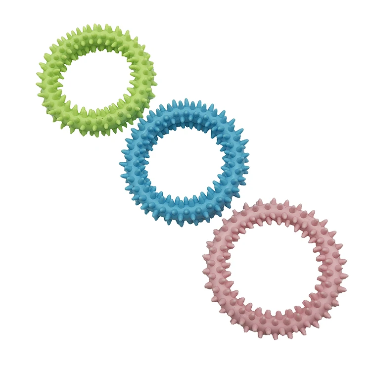 3 Colors Non-toxic Tpr Spiky Ring Teaser Pet Toy Teaser Cat Dog Pet Rubber Chew Toys