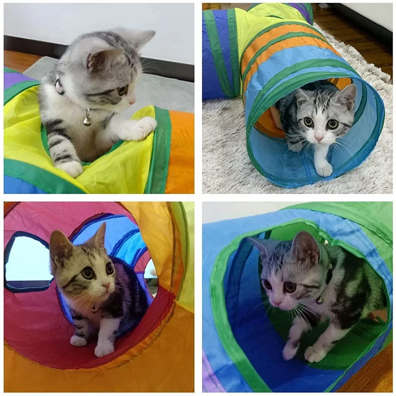 Wholesale Pet Collapsible Play Tent Dog Interactive Toy Tube Cat Tunnels Maze Cat House With Balls Bells For Small Animals