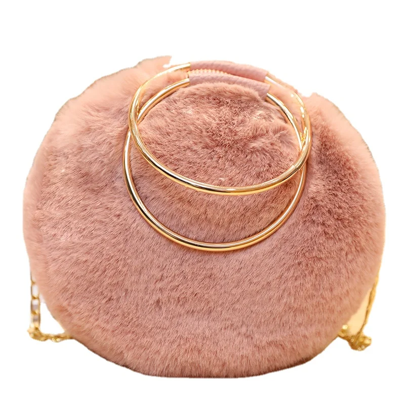 
Cute Plush Rabbit Bag Fashion Girl Rabbit Fur Handbag purses bag lady hand plush bags for woman 