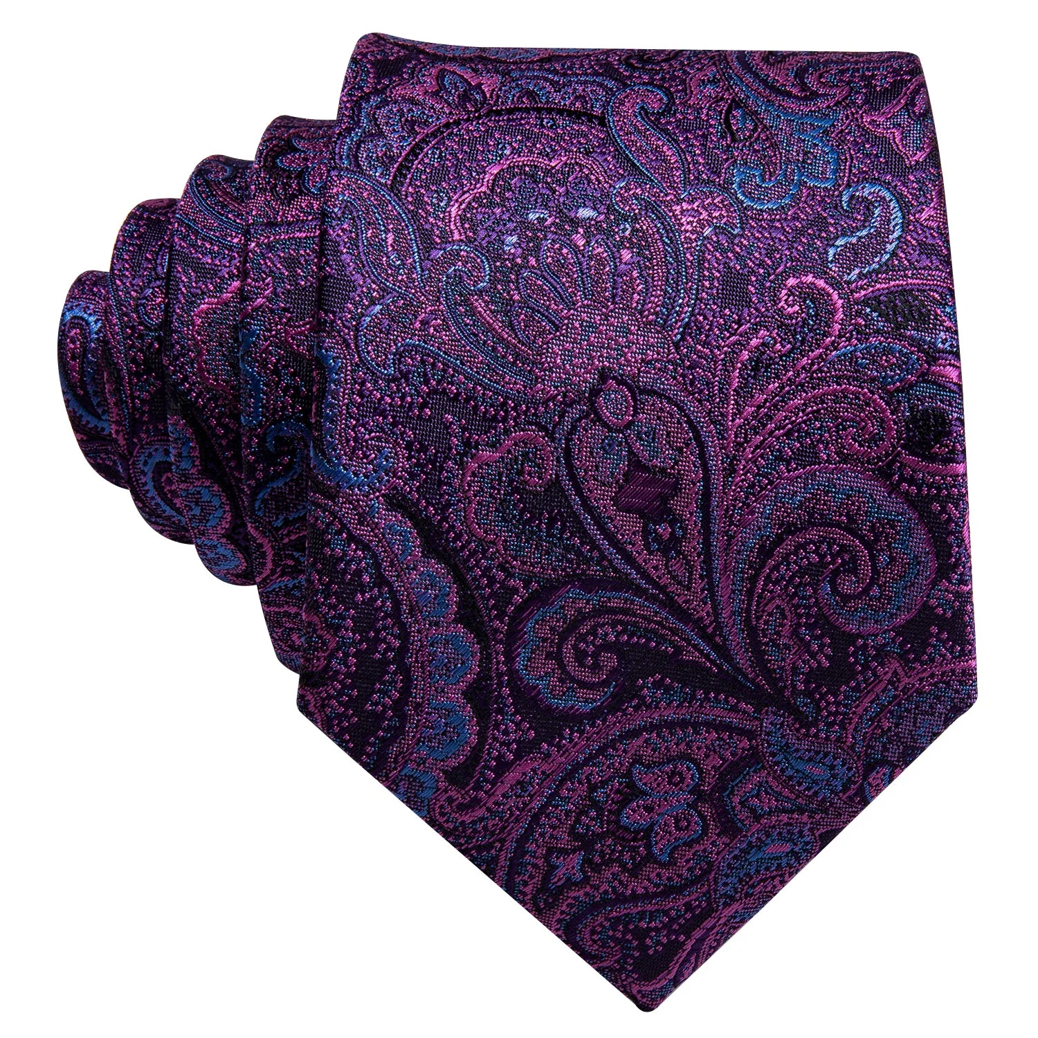 
Italian Tie Men High Quality Purple Paisley Silk Necktie 