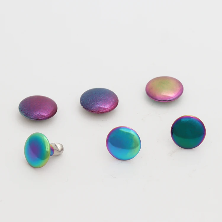 High Quality Nickel color snap button Double Side Rivet rainbow rivet for Leather Bag and Furniture